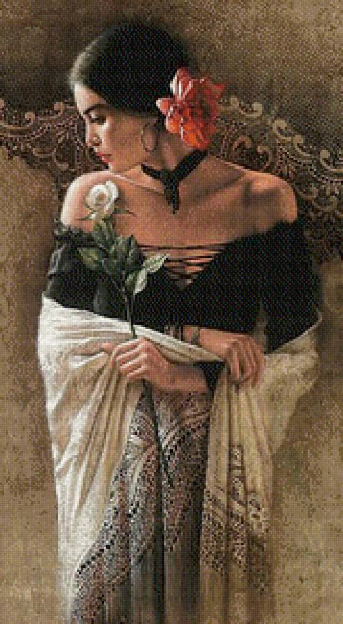 ли богл 34 девушка с розой - красавица, нежность, ли богл, дева, живопись, девушка, картина - предпросмотр