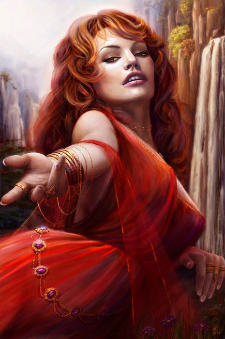 Дама в красном - женщина, красотка, дама, красота - оригинал