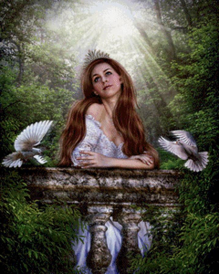 Гармония природы - гармония, девушка, голуби, красота, природа - предпросмотр