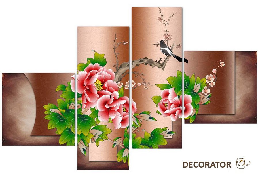 полиптих - цветы, триптик, картины, картина, полиптих - оригинал