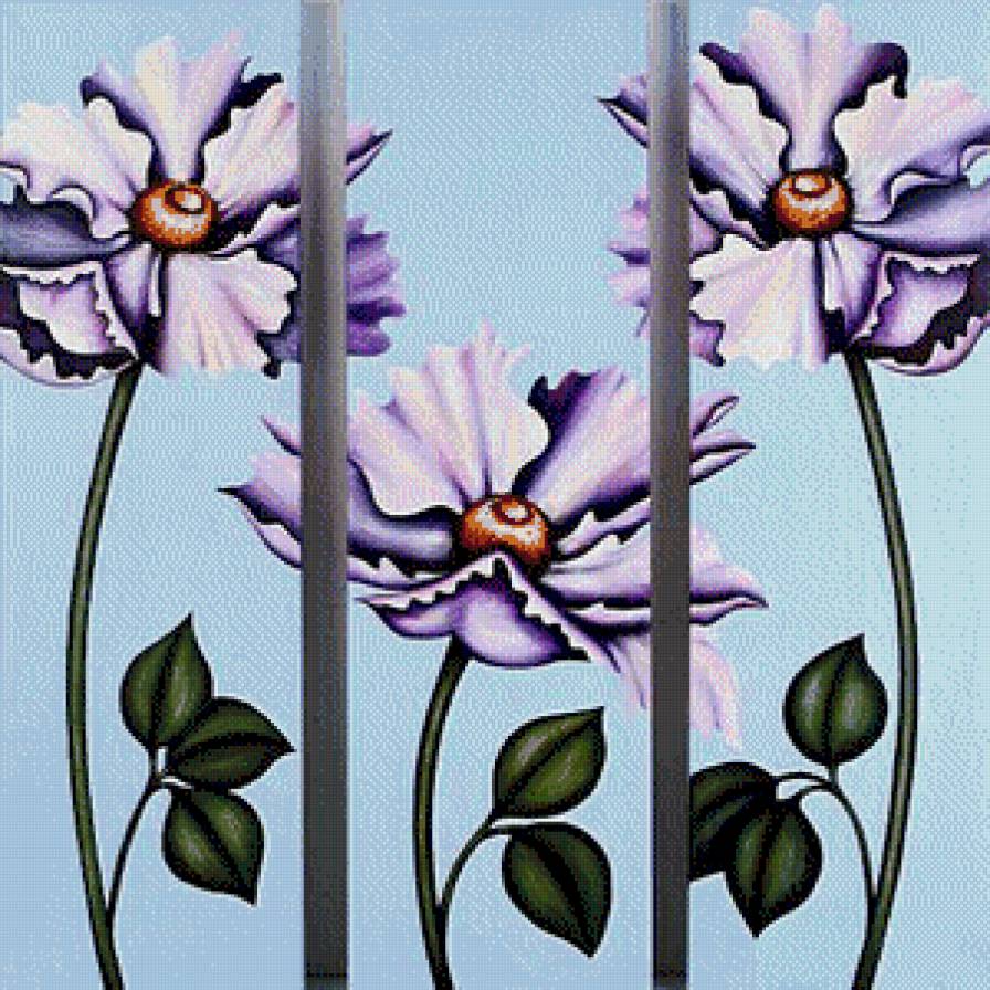 триптих - цветы, картина, триптих, картины - предпросмотр