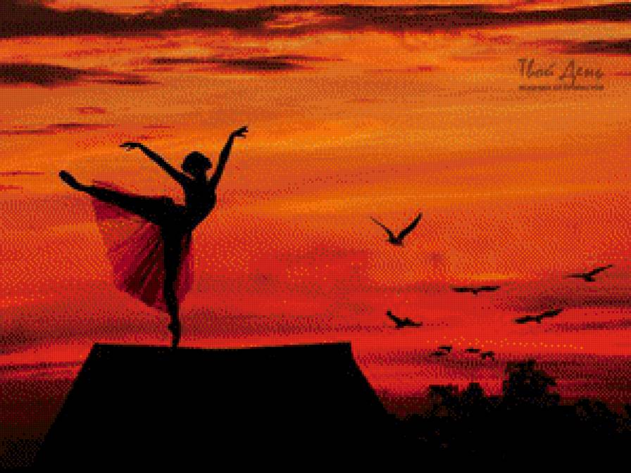 Танец на крыше - пейзаж, девушка - предпросмотр