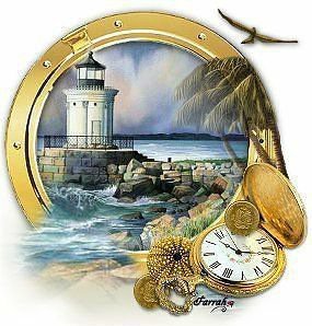 Часы с пейзажем - маяк, часы, пейзаж, море - оригинал