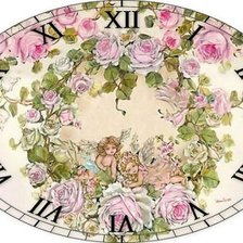 Оригинал схемы вышивки «Часы с розами и ангелами» (№531529)