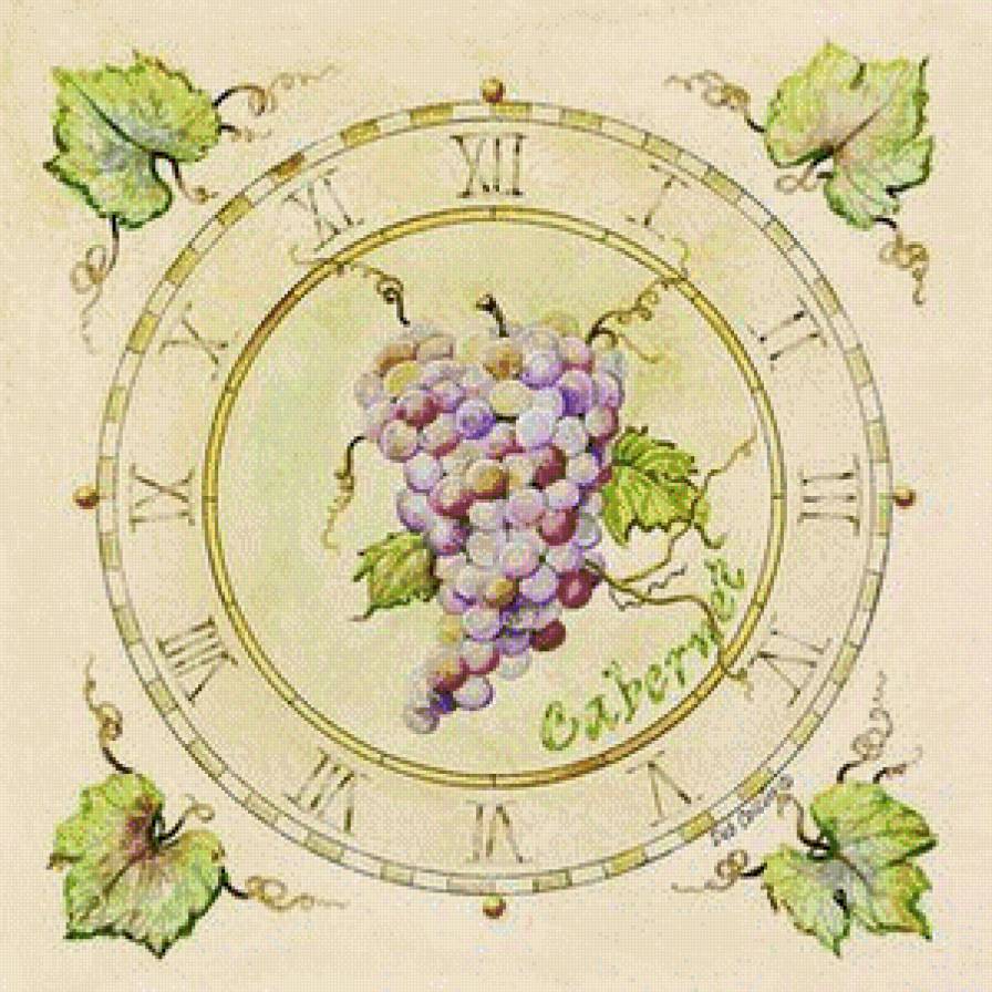 Часы с виноградом - виноград, часы - предпросмотр
