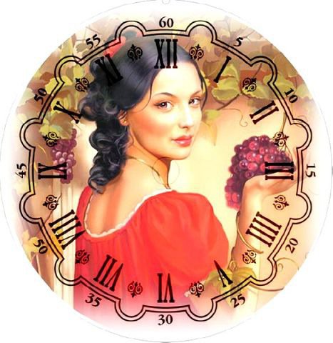 Часы с леди - виноград, девушка, часы - оригинал