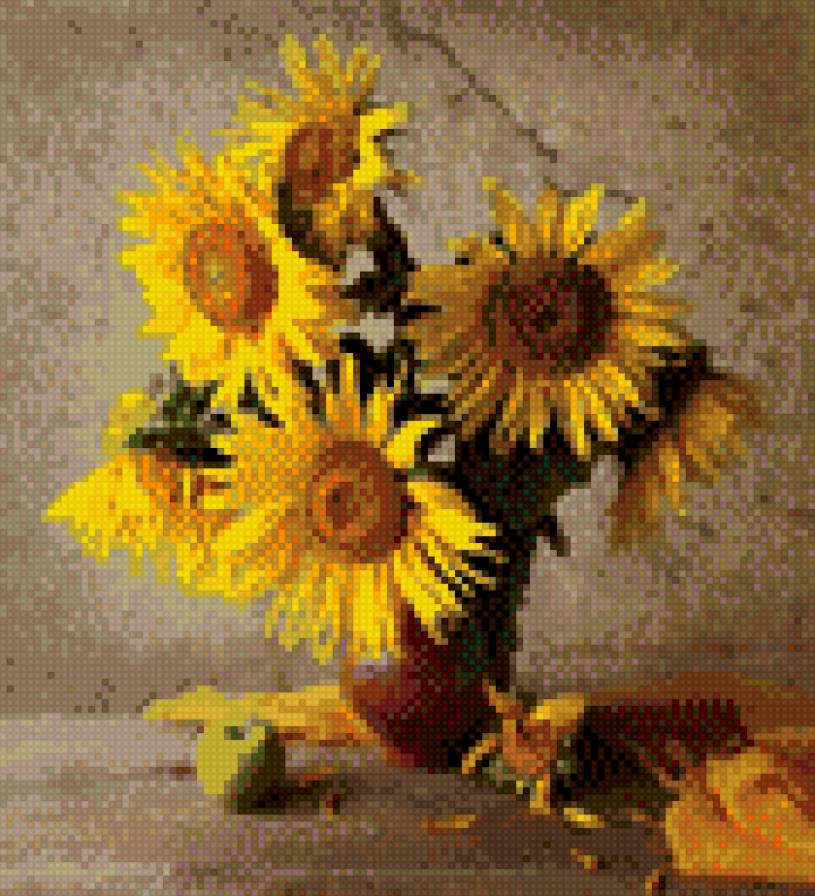 Подсолнухи - натюрморт, подсолнухи, цветы - предпросмотр