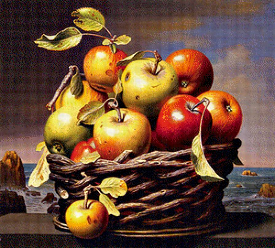 КОРЗИНА С ЯБЛОКАМИ - яблоки, натюрморт - предпросмотр
