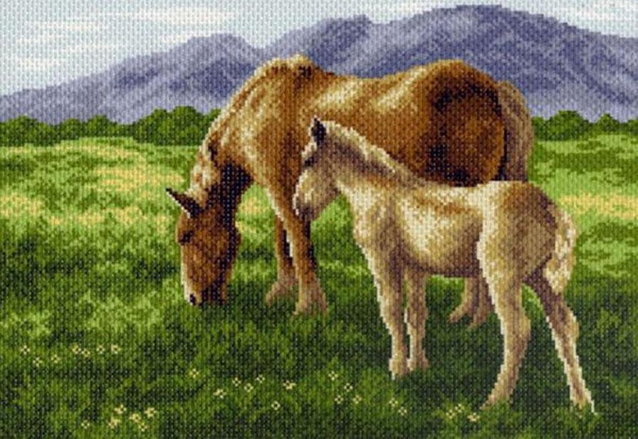 лошадь с жеребенком - кони, лошадь - оригинал