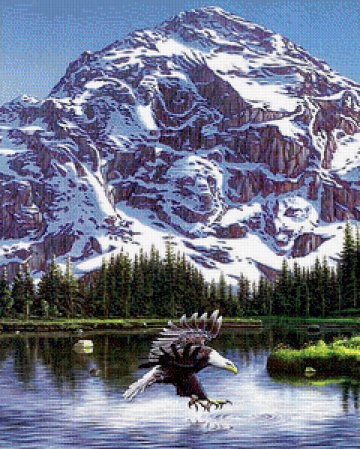 Полет орла - пейзаж, орлы, звери, горы, иллюзия, птицы - предпросмотр