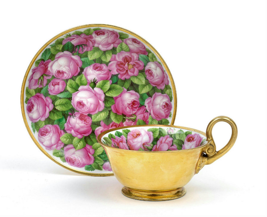 Чайная пара - посуда, розы - оригинал