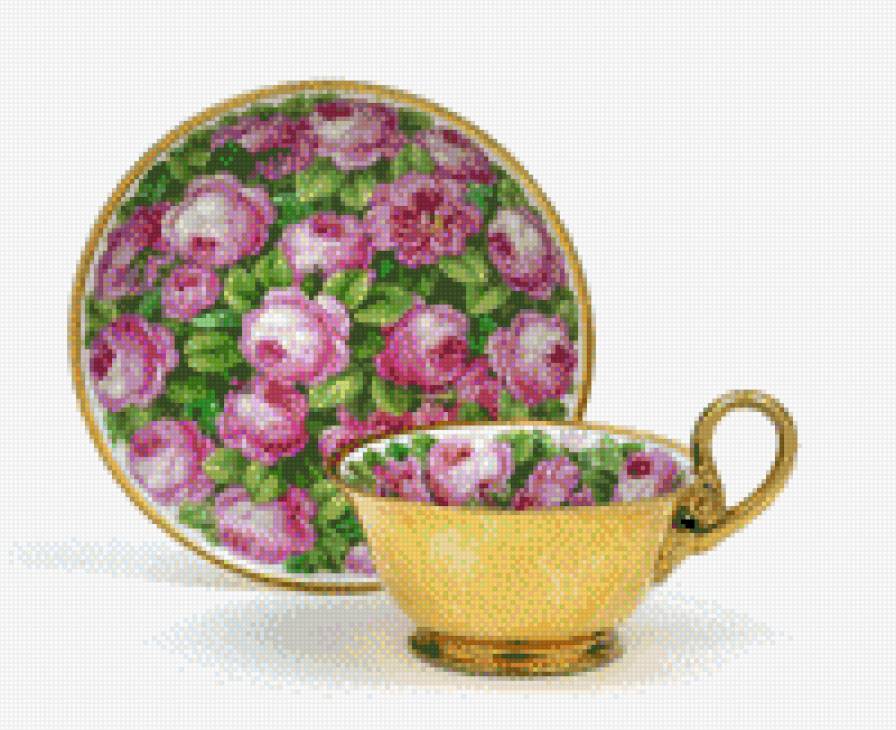Чайная пара - розы, посуда - предпросмотр