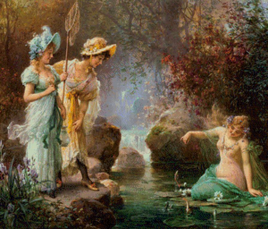 на пруду - картина - предпросмотр