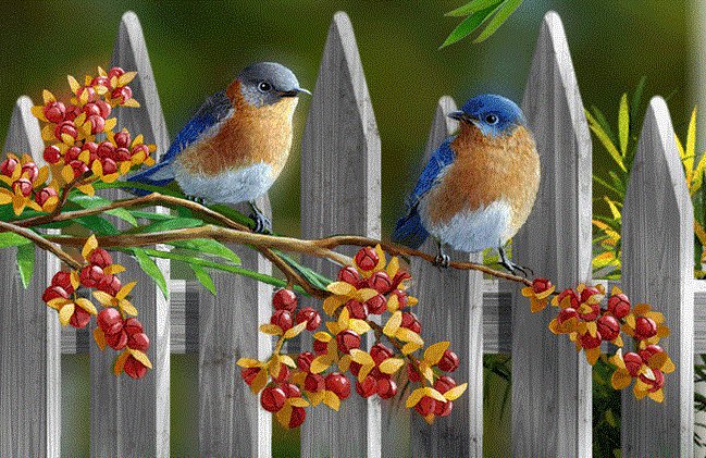 птички на веточке - серия птицы, птичка, природа, синичка, воробей, веточка, снегирь - оригинал