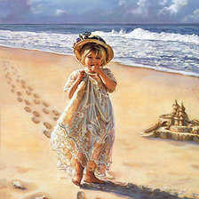 Оригинал схемы вышивки «девочка у моря» (№533443)
