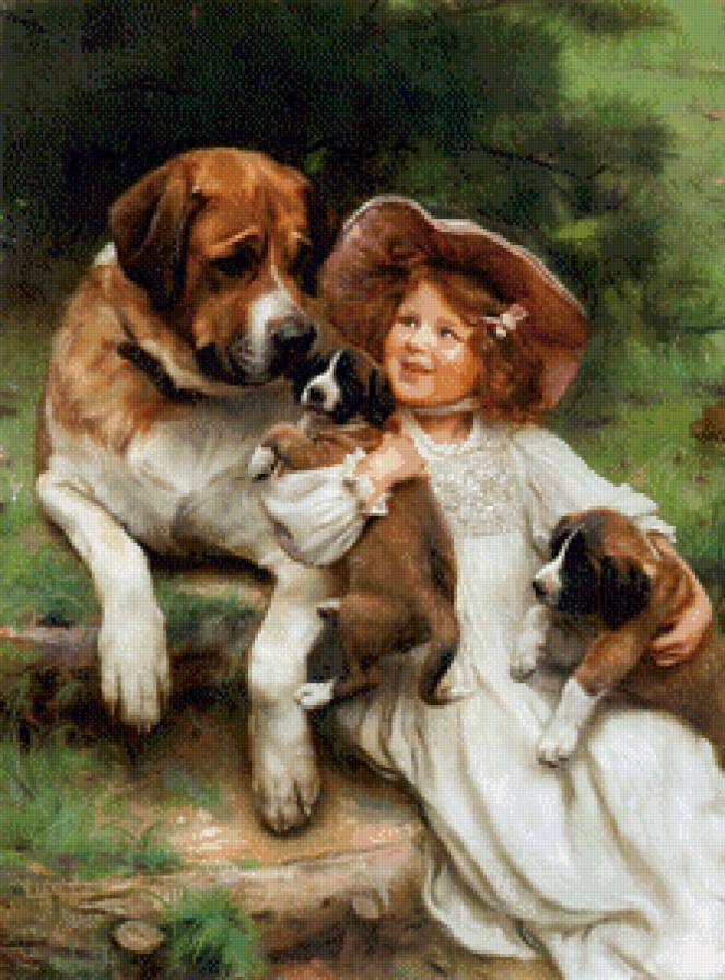 нянька - друзья, собака, девочка, игра, щенки, дети - предпросмотр