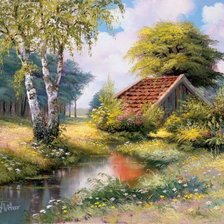 Схема вышивки «березка у реки»