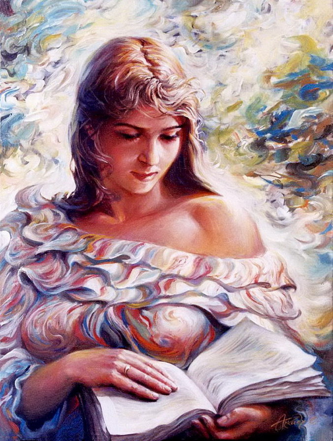 За книгой - девушка - оригинал