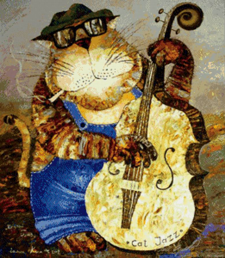 Джазовый котик - кошки, животные - предпросмотр