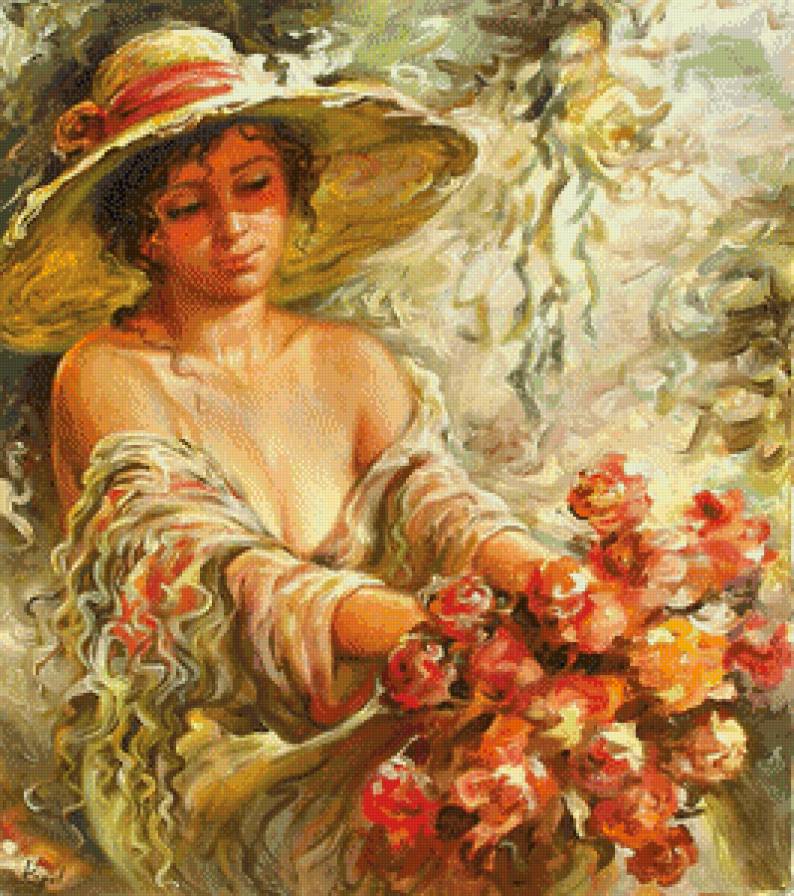 Букет - букет, девушка, розы - предпросмотр