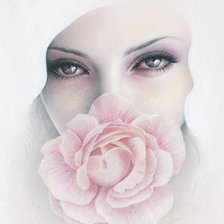 Оригинал схемы вышивки «Девушка с розой» (№534075)