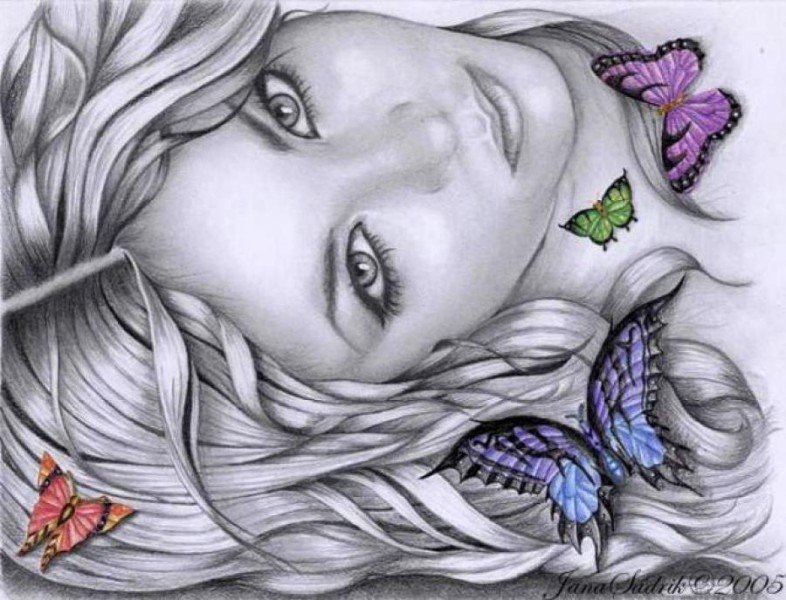Девушка с бабочками - фэнтези, красавица, девушка - оригинал