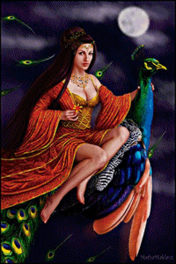 Путешествие на павлине - фэнтези, девушка, красавица - предпросмотр