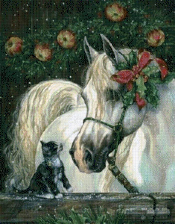 рождество - картина лошади - предпросмотр