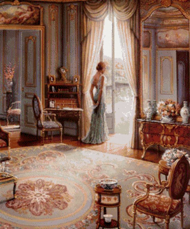 John P. O’Brien - интерьер, уют, американские художники, девушка - предпросмотр