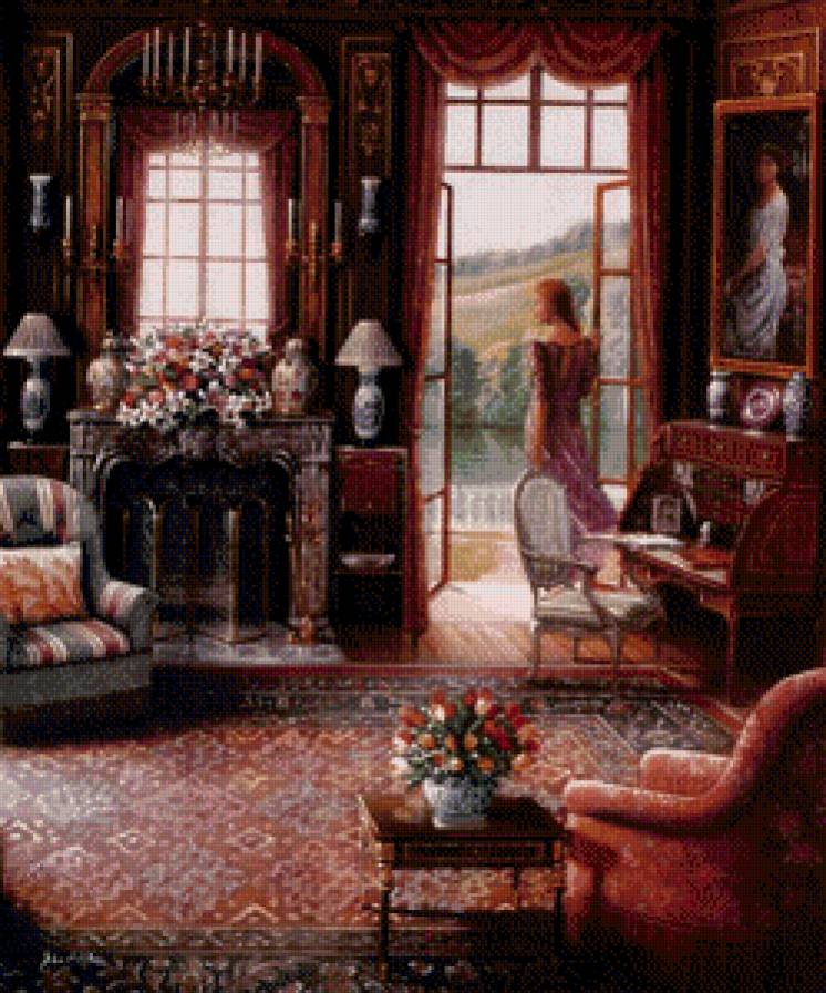 John P. O’Brien - уют, комната, американские художники, девушка, интерьер - предпросмотр