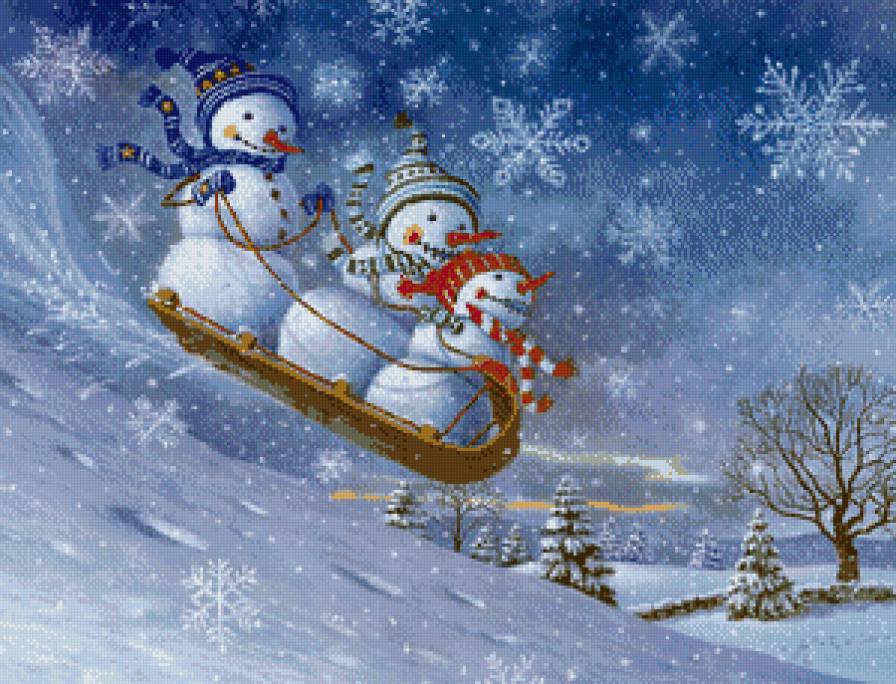 снеговики - новый год, снег, зима - предпросмотр