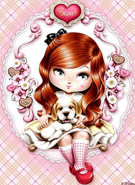 Девочка с собачкой - девочка, дети, животные, картинка, детское, собачка - оригинал