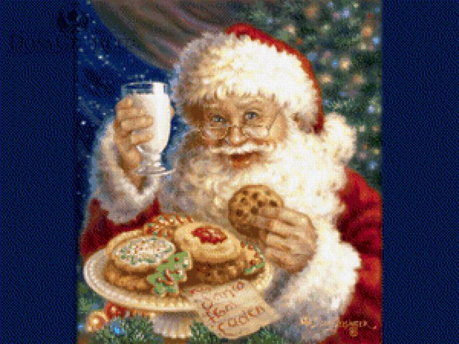 угощение для санты - зима, дона гелсингер, дед мороз, новый год, санта клаус, рождество - предпросмотр