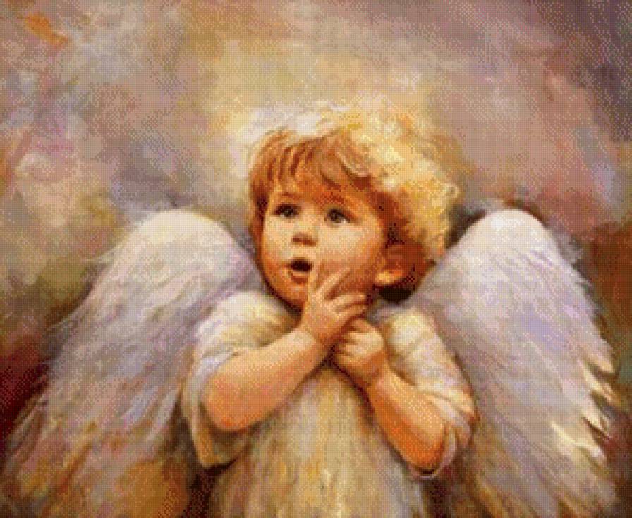 удивлённый ангел - дона гелсингер, мальчик, ангел, девочка, ангелочек, дети - предпросмотр