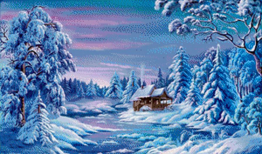 зимний пейзаж - картина - предпросмотр