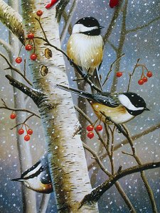 №535282 - зима, птицы, животные - оригинал