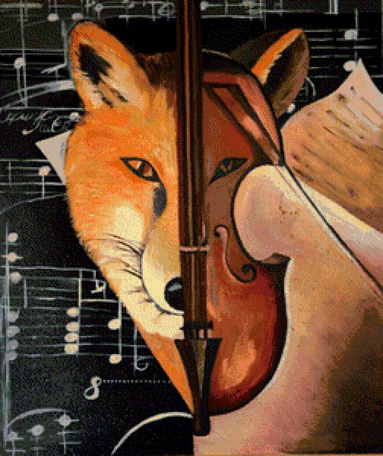 Скрипка - лиса - лиса, скрипка, животные - предпросмотр
