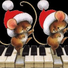 Оригинал схемы вышивки «Новогодние мышки на рояле» (№535672)