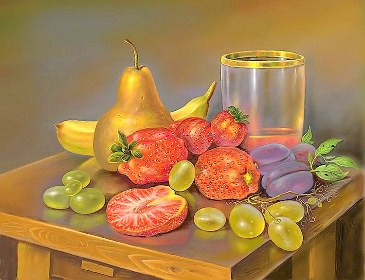 Сочный натюрморт - натюрморт, фрукты, живопись, ягоды - оригинал