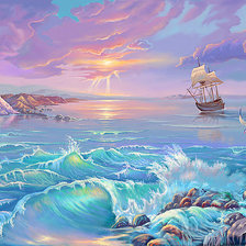 Схема вышивки «Сказочный пейзаж ... море»