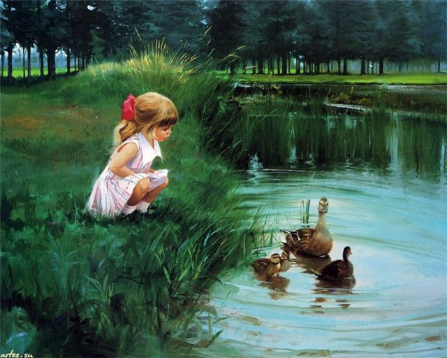 девочка у пруда - оригинал