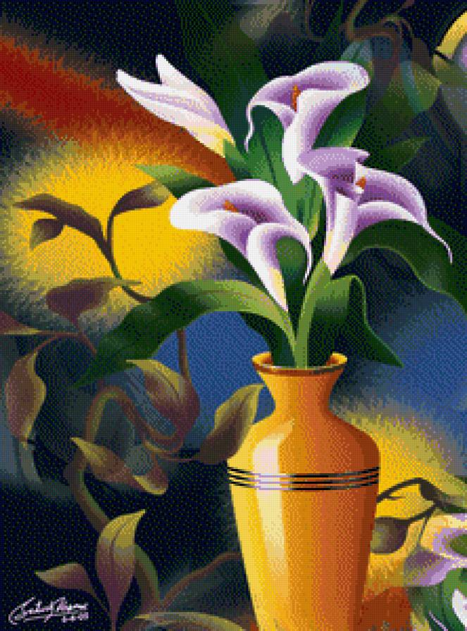 Каллы - картина, цветы, живопись, каллы, натюрморт - предпросмотр