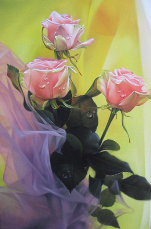 нежность - букет, роза, розы, живопись, цветы - оригинал