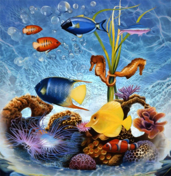 Морские обитатели - вода, рыба, рыбки, море - оригинал