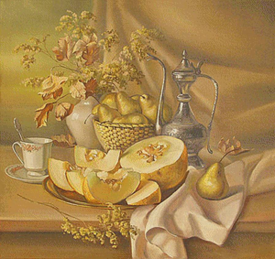 Натюрморт с дыней и грушами - картины, живопись, натюрморт - предпросмотр