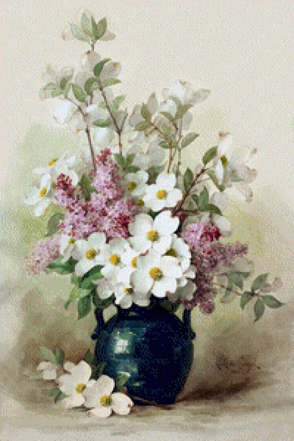 натюрморт с цветами в вазе - картина, натюрморт, цветы - предпросмотр
