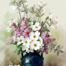 Оригинал схемы вышивки «натюрморт с цветами в вазе» (№536798)