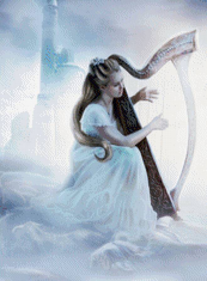 небесная мелодия - девушка, арфа - предпросмотр