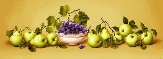 Груши с виноградом - фрукты, натюрморт - оригинал