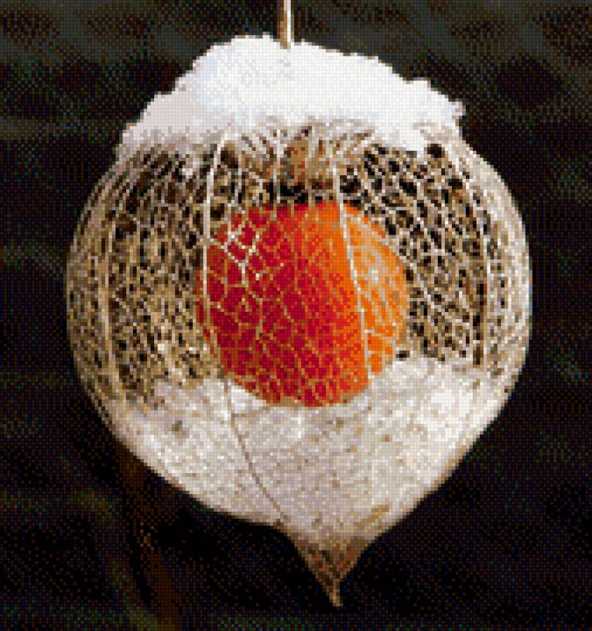 Заснеженный китайский фонарик - снег, фонарик, китайский, красный - предпросмотр